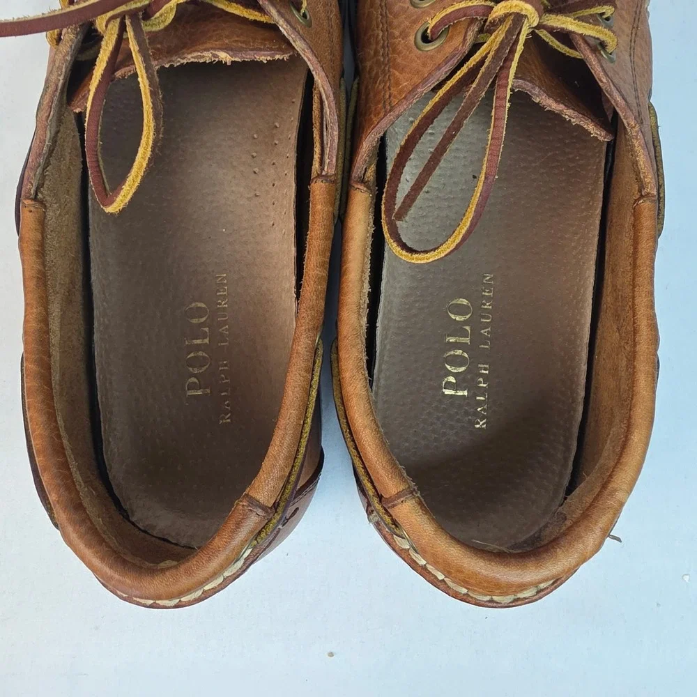 Polo Ralph Lauren Bienne Mens Brown Leather Boat Shoes Loafers 10D